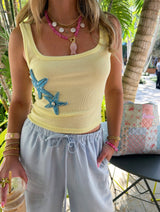 Ocean Gem Starfish Beaded Tank - Yellow