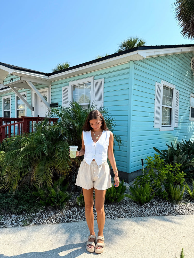 Mid Summer Checkered Boxer Shorts - Taupe