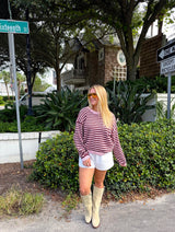 Cozy Up Striped Sweater - Brown/Pink
