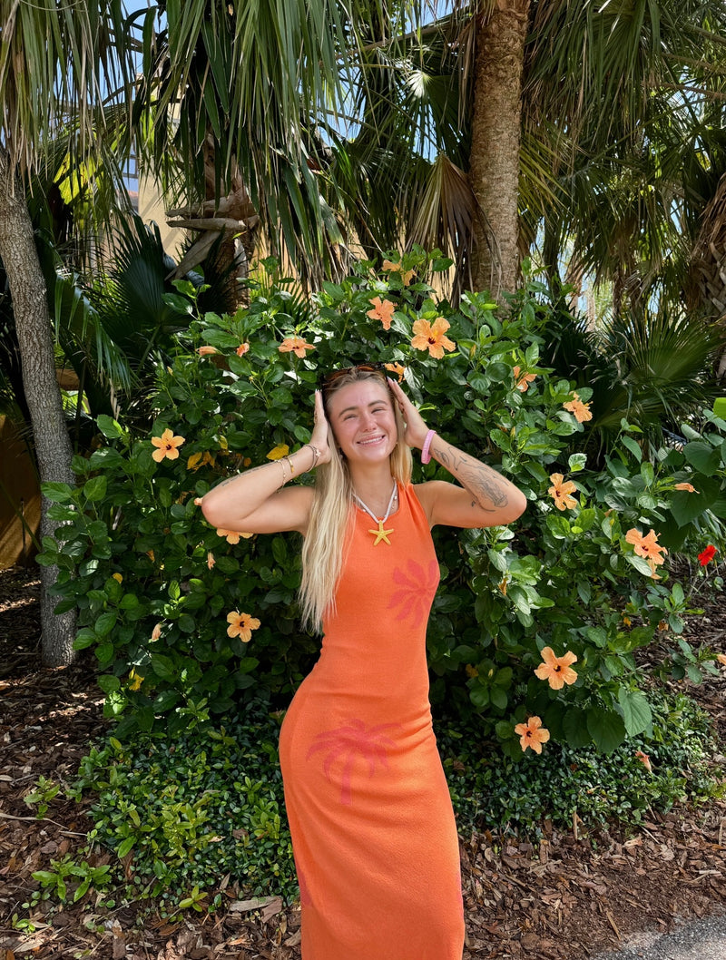 Orange Crush Knit Midi Dress