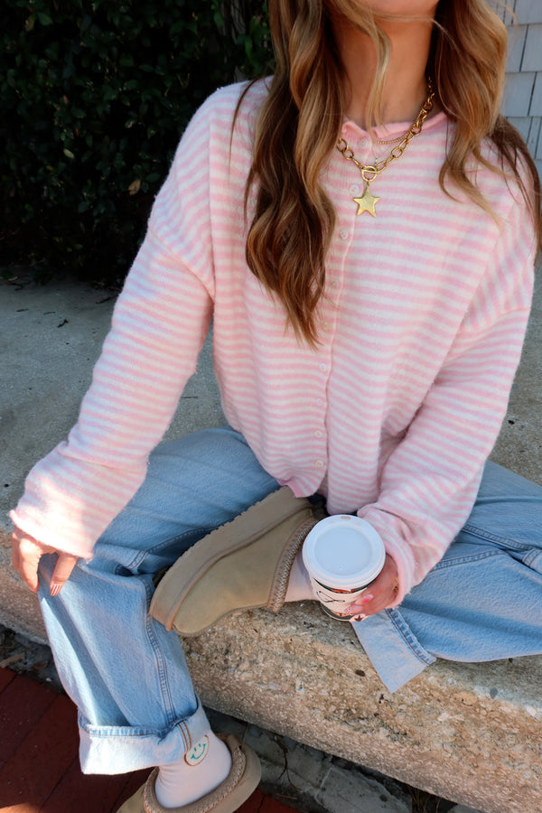 Sunhoney Girl Cardigan - Pink Stripe