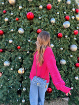 Merry & Bright Red Chenille Sweater