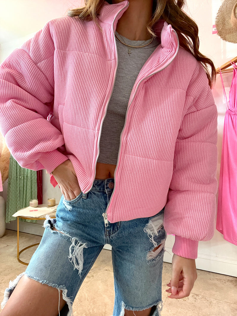 Keep Me Warm Pink Puffer Jacket