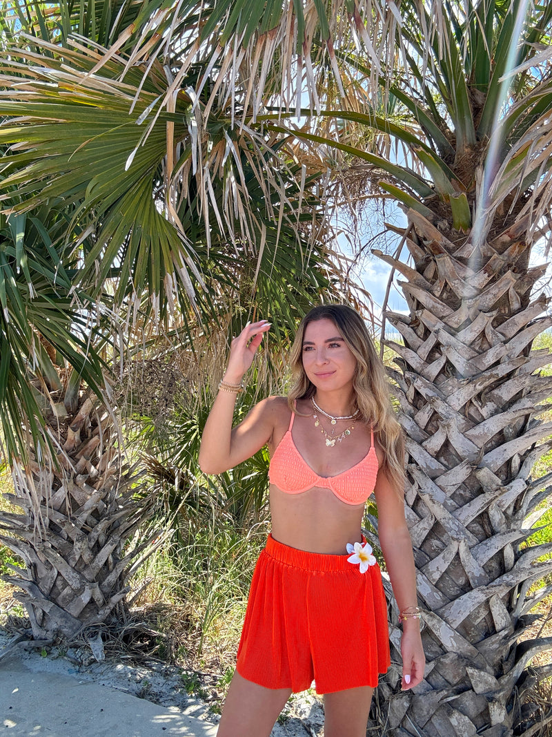 Sunkist Skies Pleated Flowy Shorts