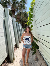 Shore Thing Embroidered Shell Linen Top