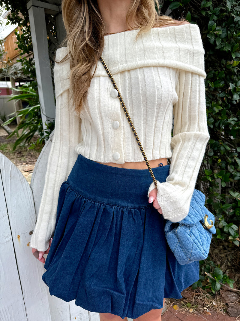 Trendsetter Bubble Denim Skirt