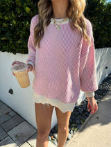 It Girl Pink Striped Sweater