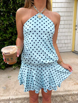 It Girl Blue Polka Dot Mini Dress