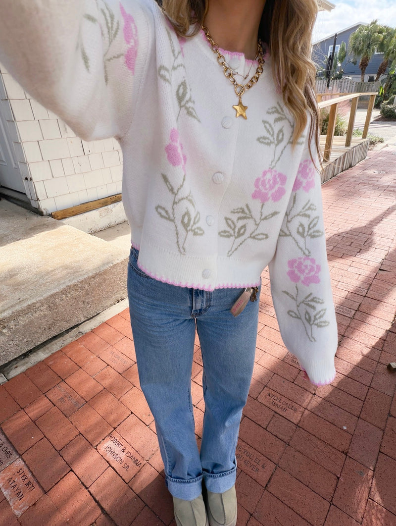 Winter Rose Sweater Cardigan