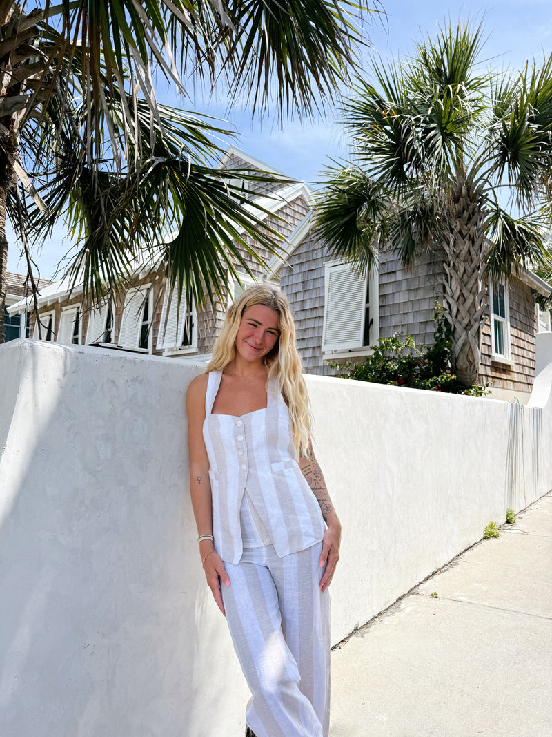 Coastal Core Striped Linen Set