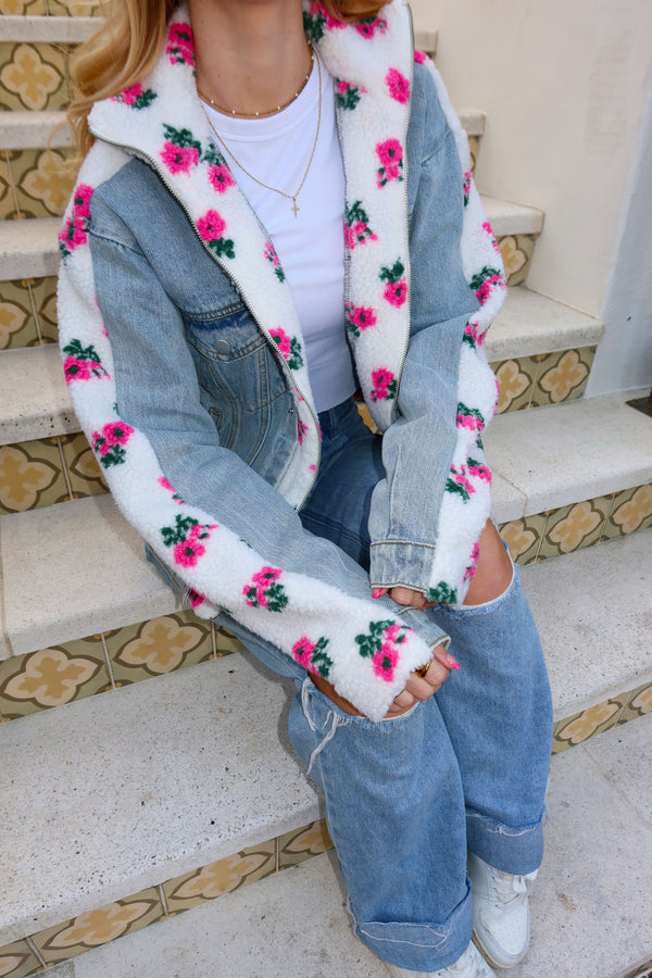 Denim in Bloom Sherpa Jacket – Sunhoney®