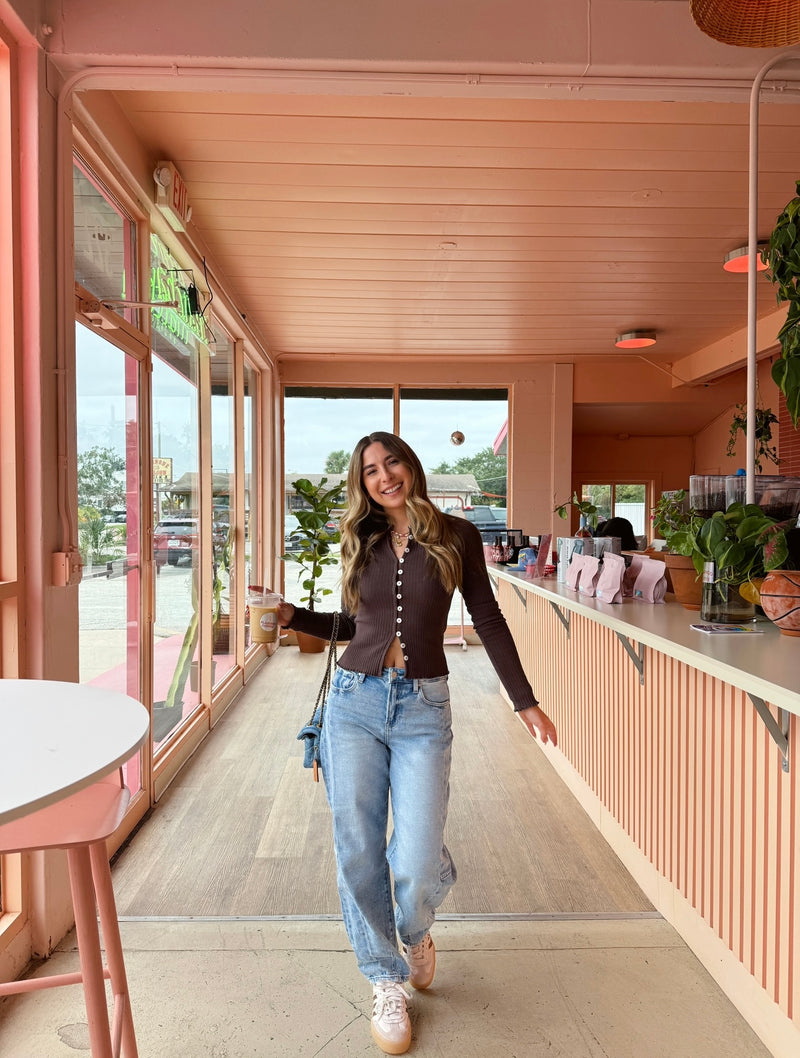 Espresso Please Ribbed Long Sleeve