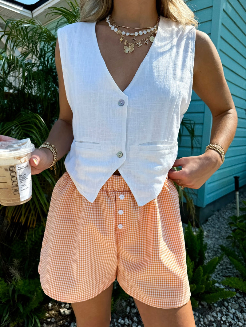 Mid Summer Checkered Boxer Shorts - Orange