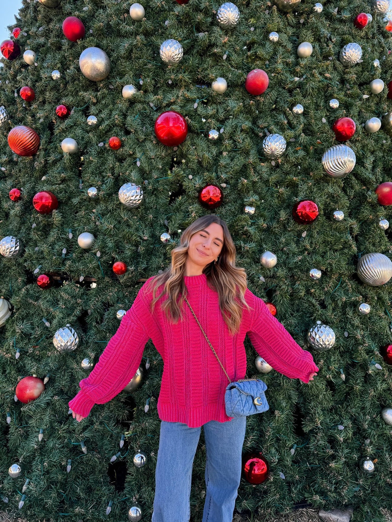 Merry & Bright Red Chenille Sweater