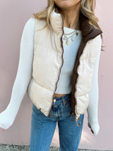 Mocha Latte Reversible Puffer Vest