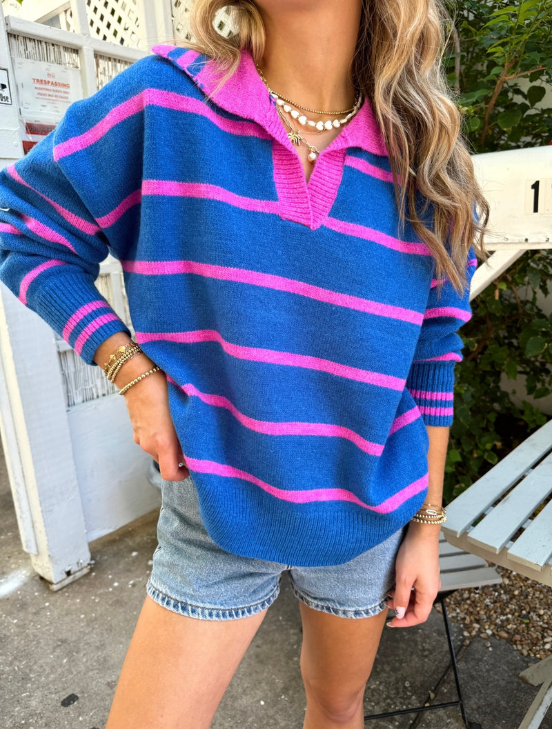 Seeing Stripes V-Neck Sweater