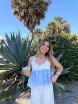 Blue Lagoon Lace Babydoll Top