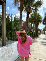 Perfect Day Pink Cotton Button Up Top