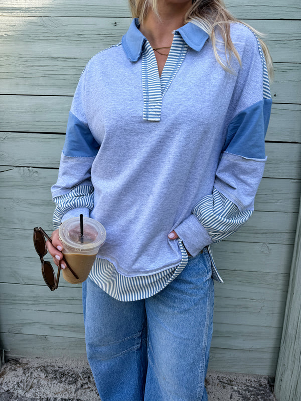 Free Spirit French Terry Sweater - Blue