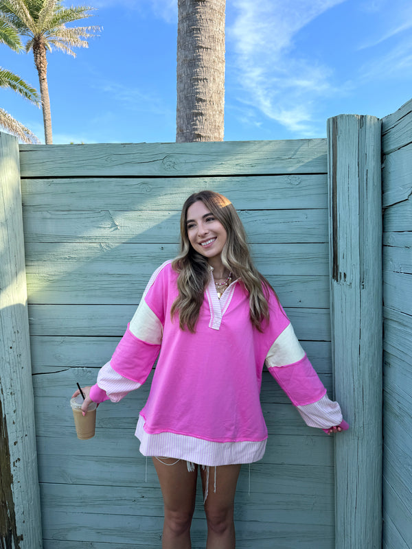 Free Spirit French Terry Sweater - Pink