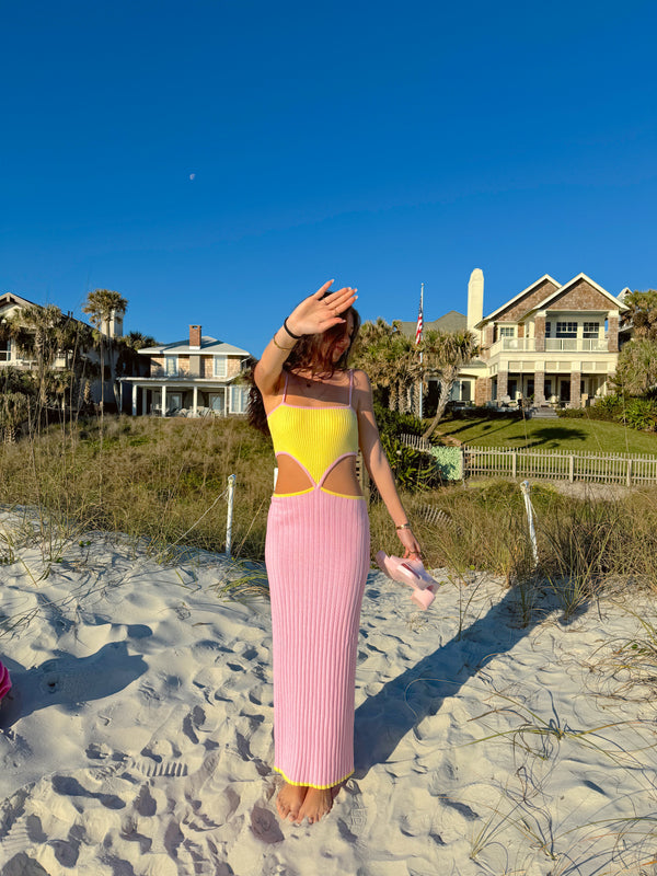 Pink Lemonade Colorblock Knit Maxi Dress
