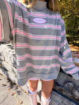Sunhoney Striped Mockneck - Pink/Grey