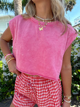 Just A Girl Pink Mineral Washed Crop Top