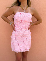 Pink Paradise 3D Floral Mini Dress