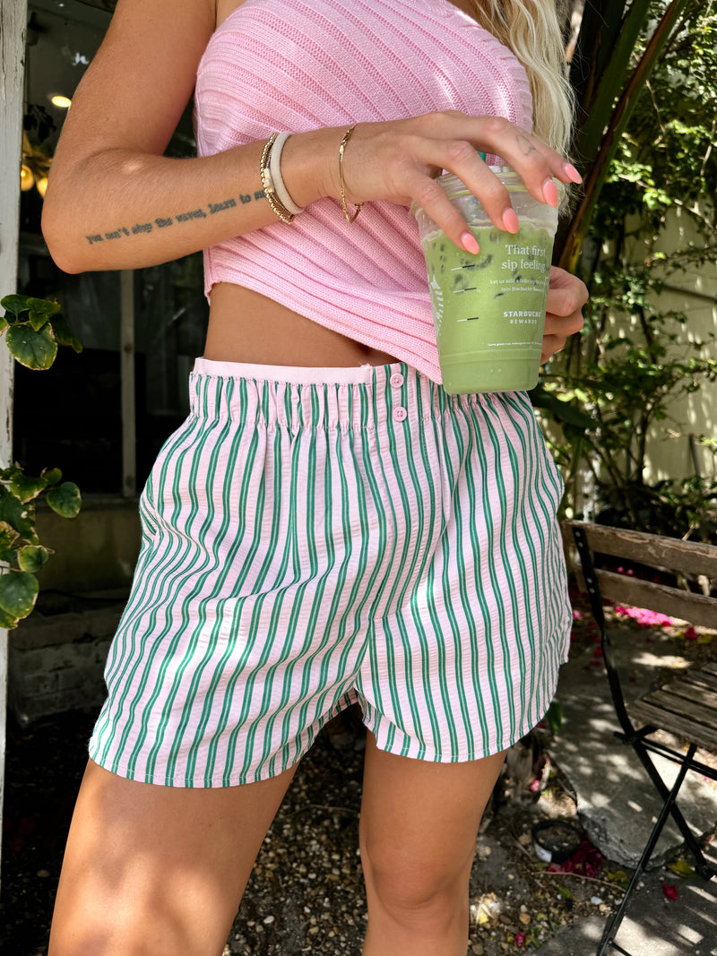 Keep It Brief Striped Boxers -Pink/Green