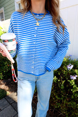 Sunhoney Girl Cardigan - Blue Stripe