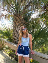 So Darling Lace Shorts - Navy Blue