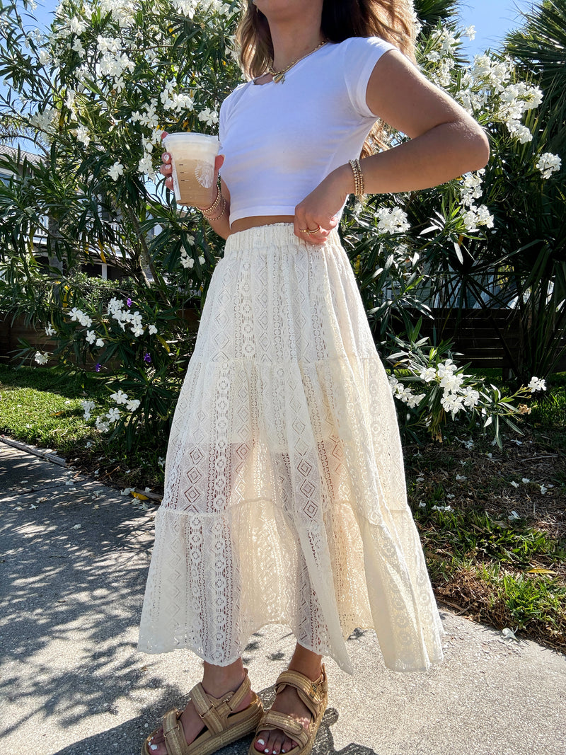 Wanderlust Ivory Lace Maxi Skirt