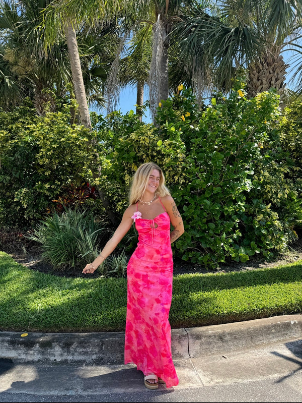 Spicy Sangria Fuchsia Mesh Maxi Dress