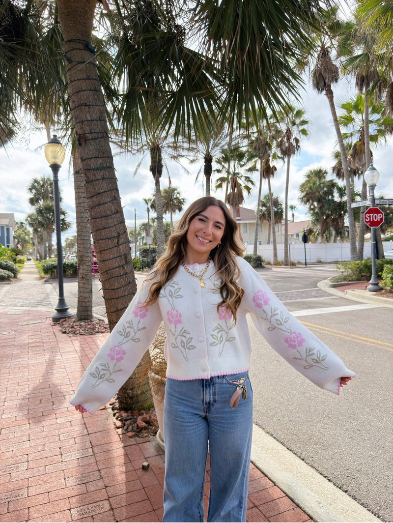 Winter Rose Sweater Cardigan