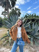 Caramel Corduroy Crop Jacket