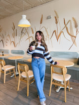 Chocolate Blueberry Striped Crop Sweater