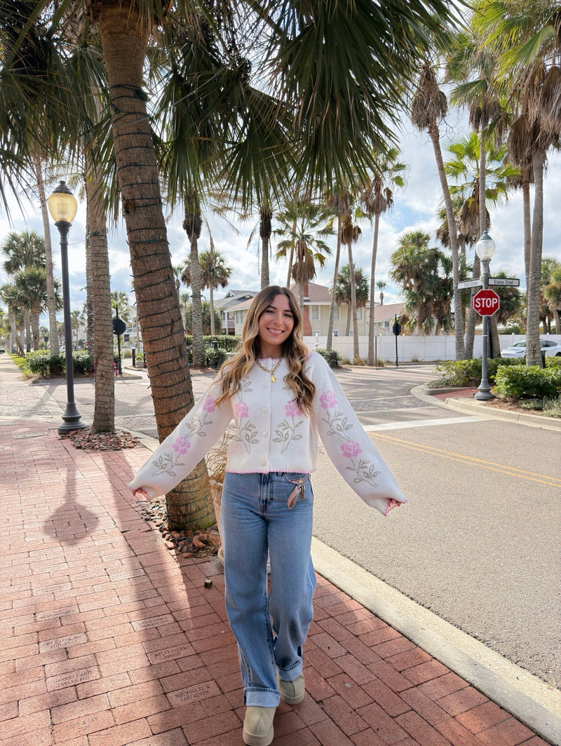 Winter Rose Sweater Cardigan