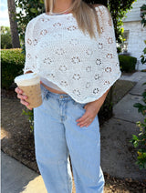 Palm Coast Ivory Knit Poncho