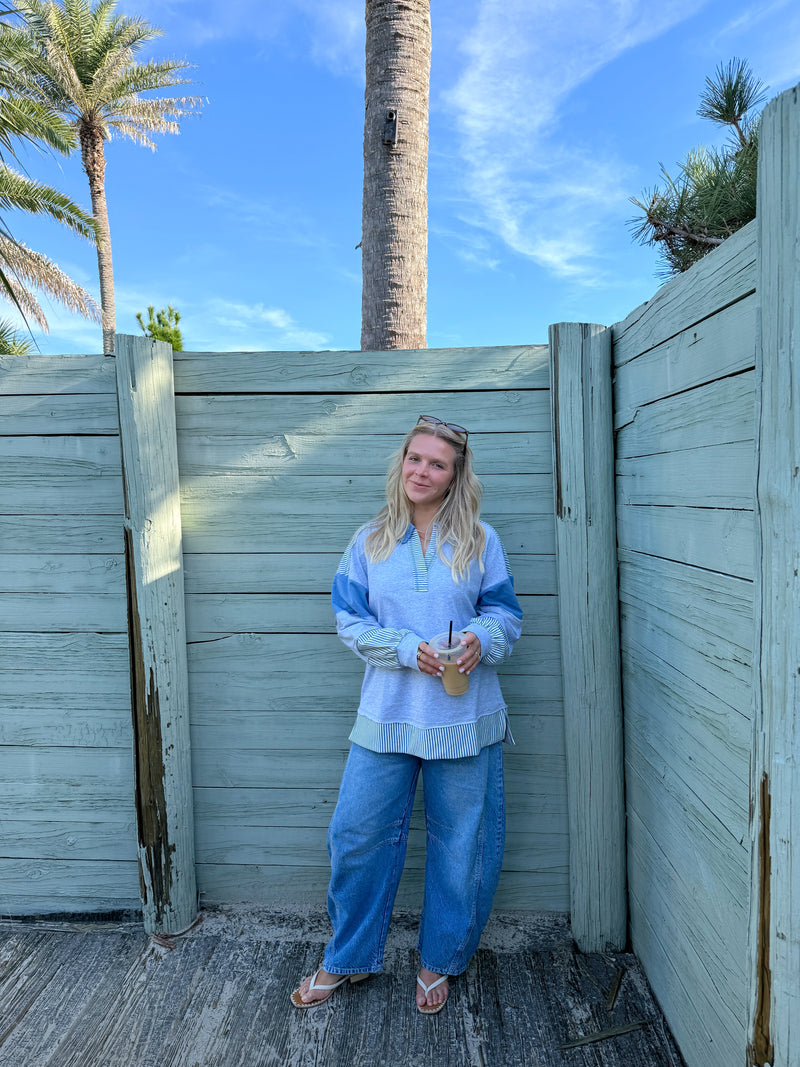 Free Spirit French Terry Sweater - Blue