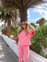 Pink Coastline Stripe Set - Pink/Orange