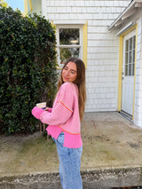 Changing Seasons Striped Chenille Sweater - Pink