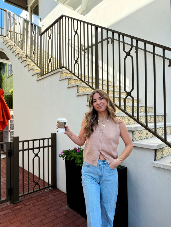 Effortless Beige Sleeveless Cardigan