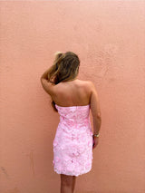 Pink Paradise 3D Floral Mini Dress