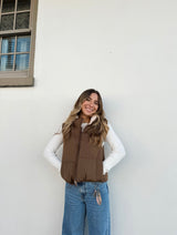 Mocha Latte Reversible Puffer Vest