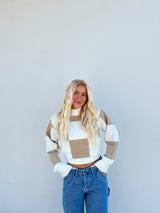 Check Me Out Taupe Crop Sweater