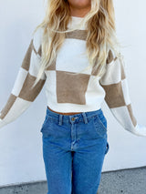 Check Me Out Taupe Crop Sweater