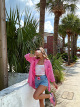 Perfect Day Pink Cotton Button Up Top