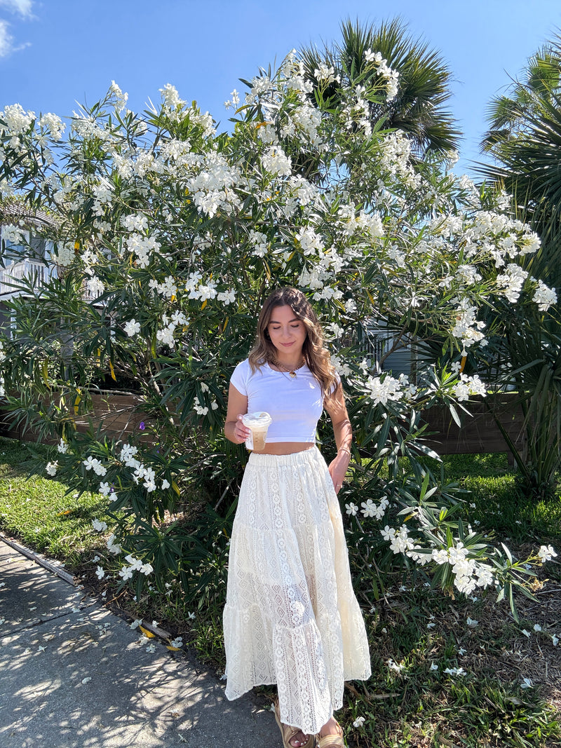 Wanderlust Ivory Lace Maxi Skirt