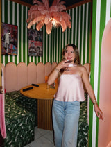 Blush Hour Satin Scarf Top