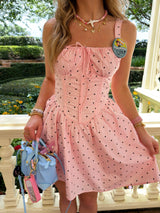 Pretty In Polka Dots Mini Dress - Pink